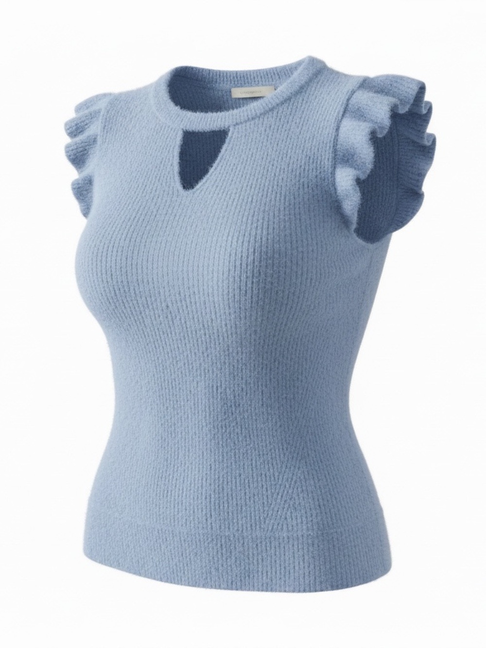 SO Light Blue Ruffle Sleeve Knit Tank